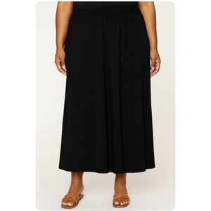 Coin1804 Maxi Skirt Womens 1X Black Pull On Stretch Rayon Spandex Plus Casual